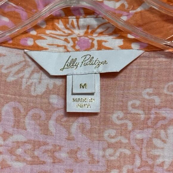 Lilly Pulitzer Kwitney Long Sleeve V Neck Button Front Coverup Tunic Medium - Picture 9 of 11